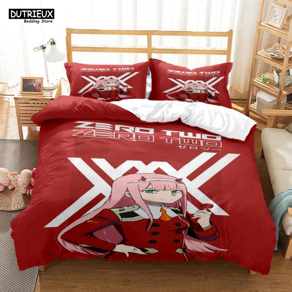 HD Anime Zero Two Darling In Franxx 3D Printed Bedding Queen Bedding Set Soft And Comfortable Customized King Size Bedding Set
