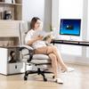 Office Chair Height Adjustable Desk Chair With Lumbar Support Armrest Footrest Made Of Faux Leather Light Gray