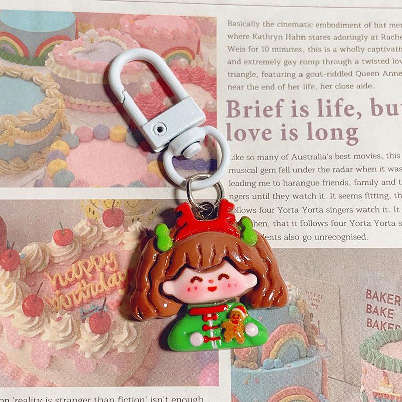 1 шт. креативный мультяшный рождественский брелок для ключей с изображением животных, сумка, автомобильная подвеска, аксессуары для самостоятельного изготовления, небольшие подарки, рождественские украшения