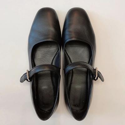 2024 г., натуральная кожа, квадратный носок, балетки, весенние туфли, сладкие, для свиданий, с пряжкой, на ремешке, Мэри Джейн для женщин