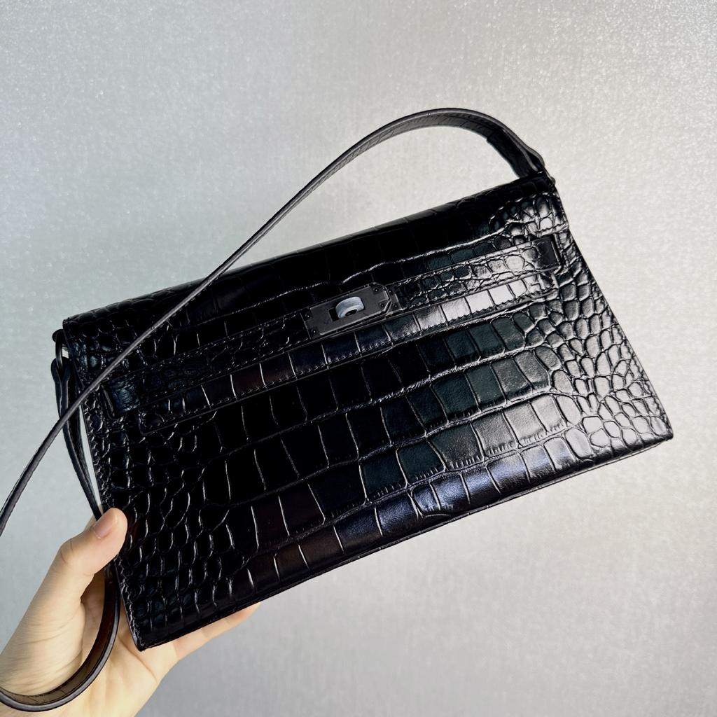 Первый слой коровья кожа узор аллигатора сумка Келли подмышечная женская премиальная матовая кожа elan одно плечо через тело багетная сумка