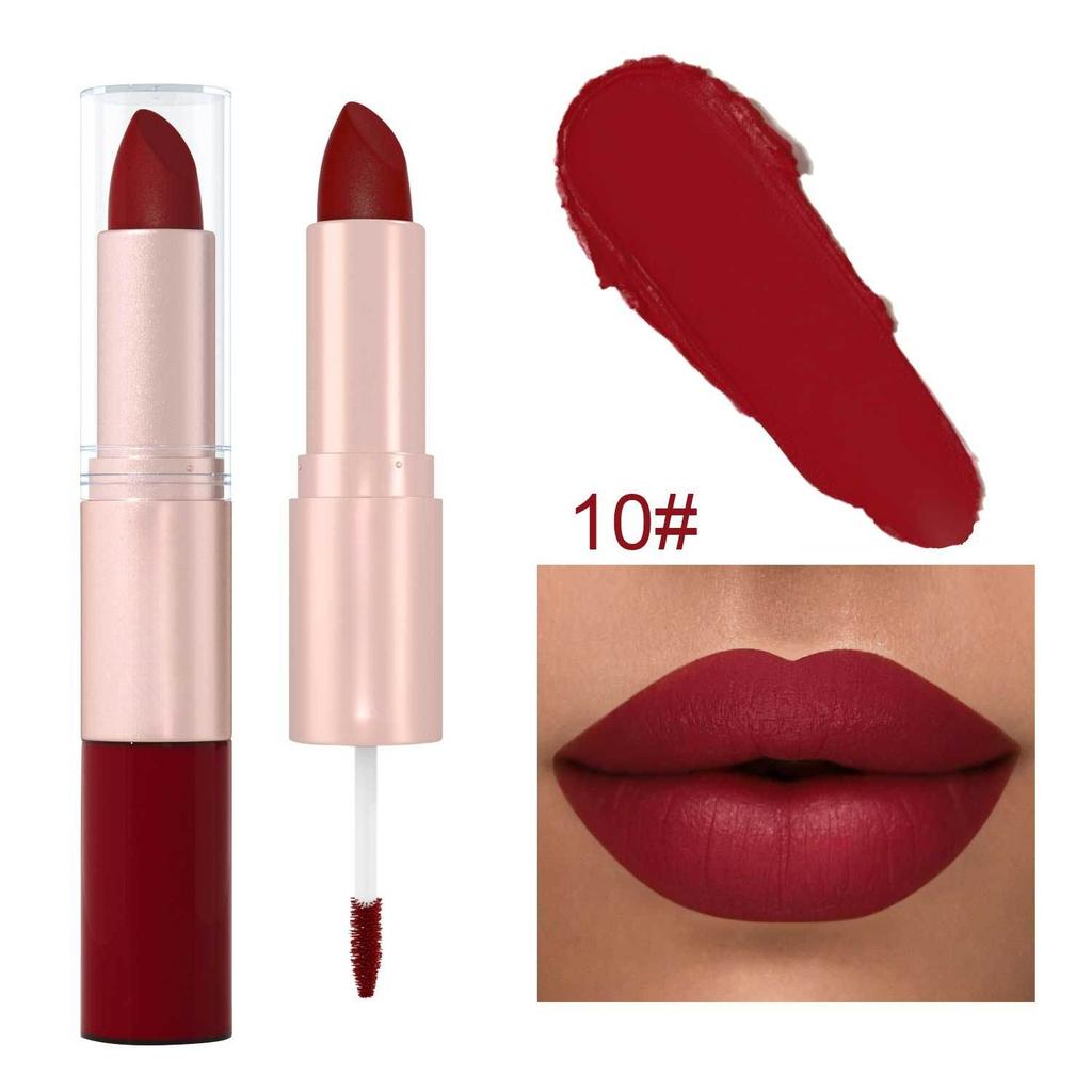 12-color Matte Velvet Lip Gloss Waterproof and Long-lasting Liquid Lipstick Non-stick To Cups Lip Color Pigment Cosmetic Lipstick and Lip Gloss In One