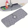 1pc Kitchen Faucet Sink Splash Guard, Silicone Faucet Water Catcher Mat, Sink Draining Pad Behind Faucet, Grey Rubber Drying Mat