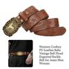 Floral Engraved Buckle Western Cowboy Belts PU Leather Leather Belt Fashion Waistband Belts  Jeans