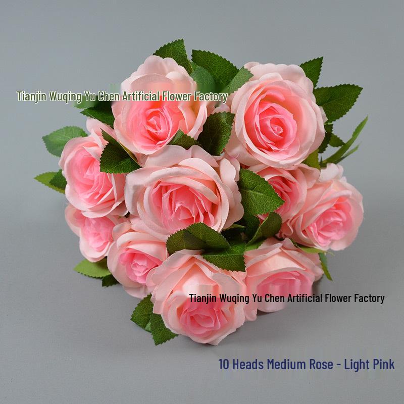 10-Head French Rose Bouquet: Wedding & Home Decor Flowers