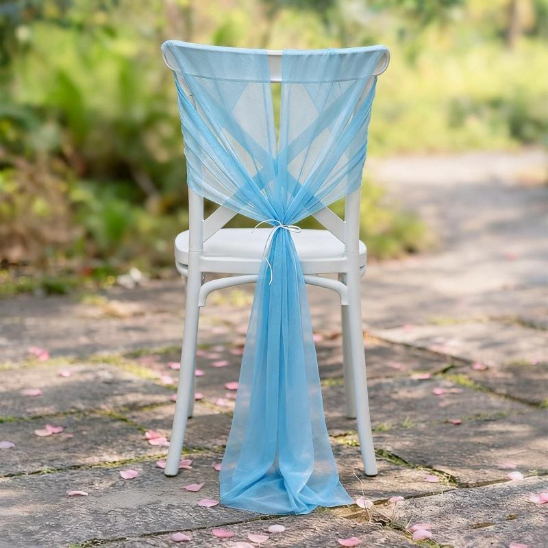 Wedding Chair Sash Beauty Tulle Polyester Streamer Hotel Banquet Decoration Chair Cover Tie Ribbon Bow
