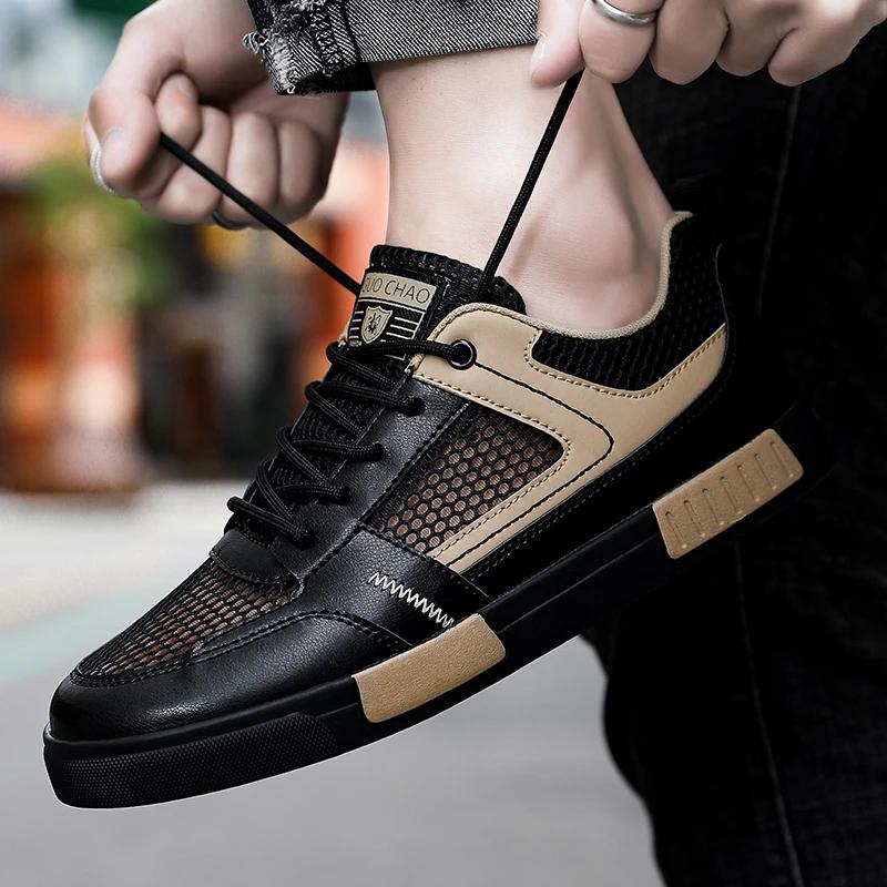 Fashion Casual Shoe For Male Plus Size 38-47 Men Vulcanized Sneakers Shoes Tennis Sports Skateboarding Walking Shoes Hollow Out
