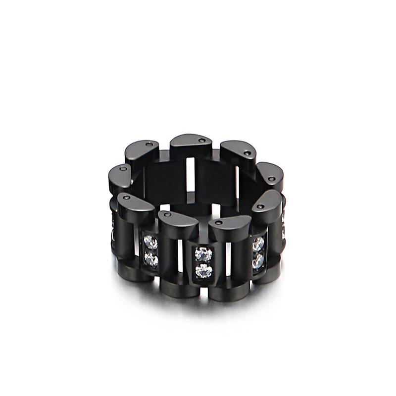 KALEN Golden High Finish Men Vintage Zircon Watch Strap Stainless Steel Bracelet Ring Set Party Holiday Jewelry Gifts