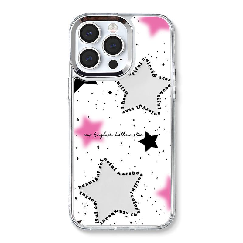 Apple 14 Ins Style iPhone Case: 12/13/15 Pro Three-in-One Acrylic Glitter Chain