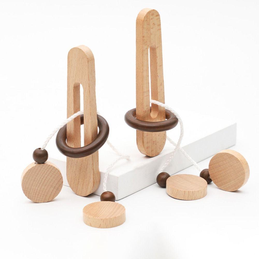 Wooden Threading Rope Loop Puzzle Brain Teaser Classic Gifts