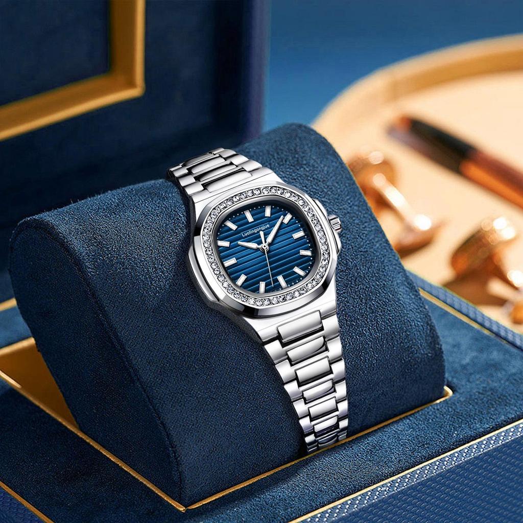 Женские автоматические часы Duke of Lorraine 1158 с квадратным бриллиантом и застежкой-бабочкой из нержавеющей стали