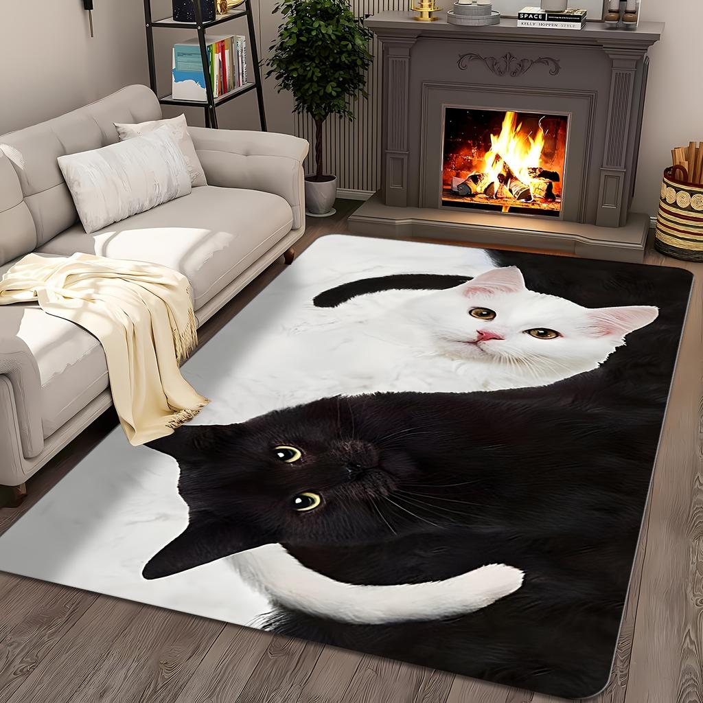 1 шт., милый напольный коврик с рисунком кошки, современный кухонный полиэстеровый ковер, нескользящий, цветной, для дома, ванной комнаты, спальни, гостиной, декора