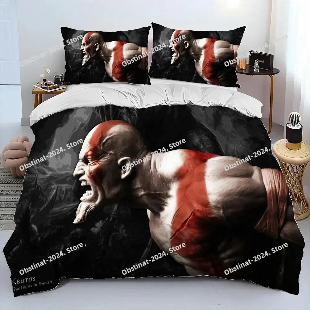 3D Игра God of War Геймеры Кратос Комплект постельного белья Печать С наволочкой Пододеяльник Мягкий Односпальный Двуспальный Queen Super King Size