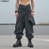 Men Casual Wrap Elastic Waist Texture Corduroy Long Drop-crotch Pants Harem Trousers