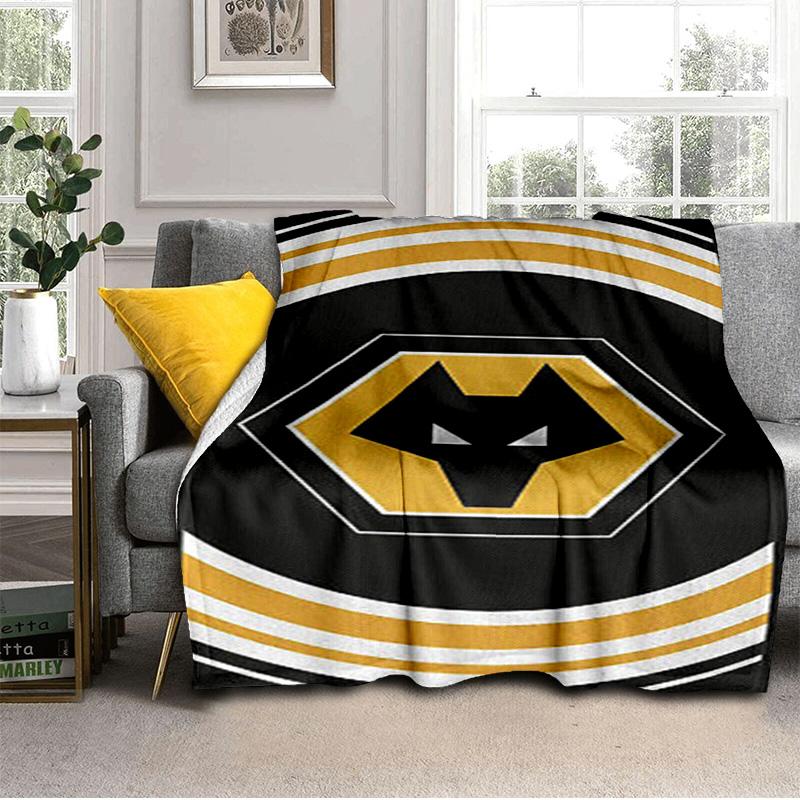 Wolves Football Club Emblem Printed Throws Blanket Soft Flannel Blankets for Couch Bed Gifts for Men Women Picnic blanket Christmas gifts