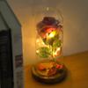Светодиодная лампа с preserved цветком, стеклянным колпаком и деревянным основанием. Подарок на День Святого Валентина, Свадебный подарок. Красный