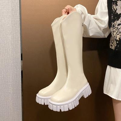 Модные женские резиновые сапоги Сексуальные ботфорты на высоком каблуке Высокие Сексуальные Сапоги на Молнии сзади-Женская обувь Зимняя обувь Круглый носок Молния Дождевые Сапоги-ботфорты