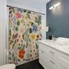 1 Vintage Floral Shower Curtain - Colorful floral and butterfly pattern, machine washable polyester, hooks included