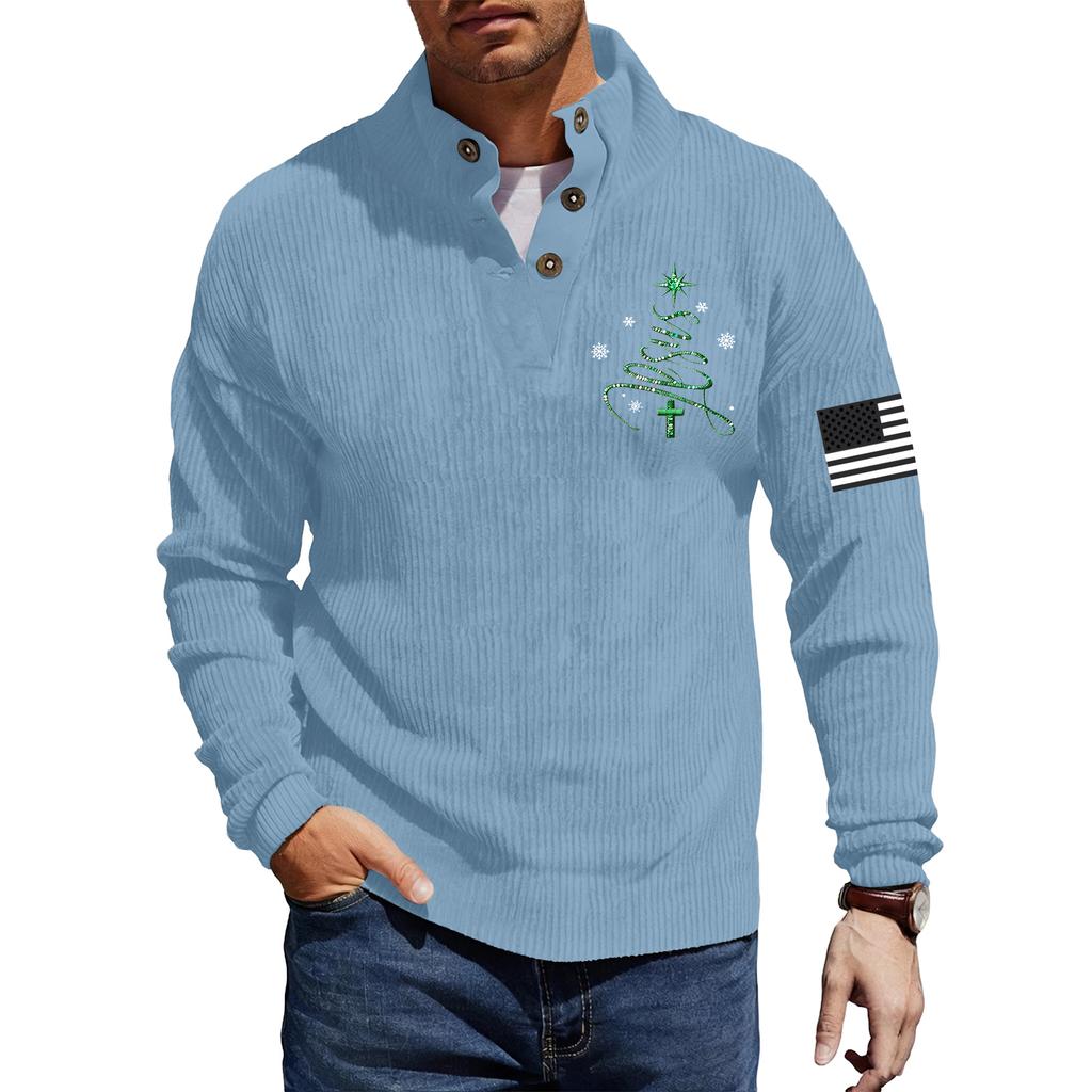 Мужская вельветовая рубашка на пуговицах с рождественским принтом