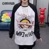 Women's Plus Size Splicing Printed Letter Chic Long Sleeve Top Tide
