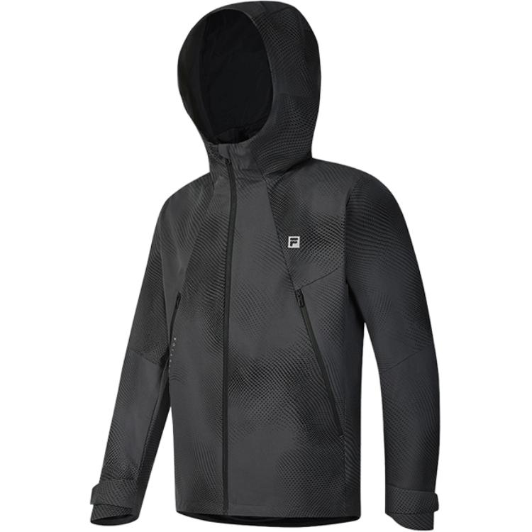 Fila Фитнес Мужская Уличная Серия Удобная Куртка с Капюшоном Тканая с Длинным Рукавом Принт по Всей Поверхности Мужские куртки A11M511712F-ZA