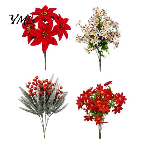 Decorative Plastic Flowers for Table Centerpieces 23Pcs Artificial Poinsettia Flowers, Lifelike Flower Arrangement Home Office Wedding Indoor