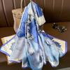 Spain Luxury Silk Scarf Brand Designer Ombre Big Petal Floral Shawls Pashmina Lady Wraps Scarves Foulard Muslim Hijab Sjaal
