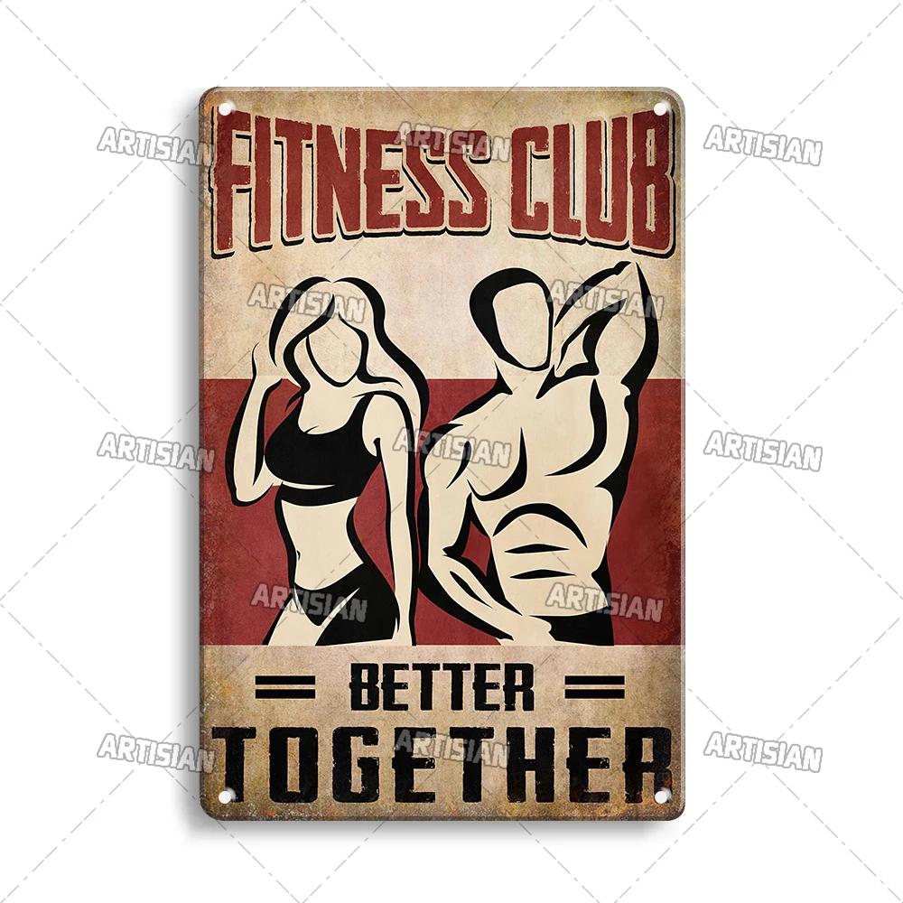 ARTISIAN Потертая Металлическая Жестяная Табличка Gym Club Винтажная Декоративная Тарелка Ржавый Спорт Металлический Постер Мужская Пещера Клуб Студия Настенный Декор