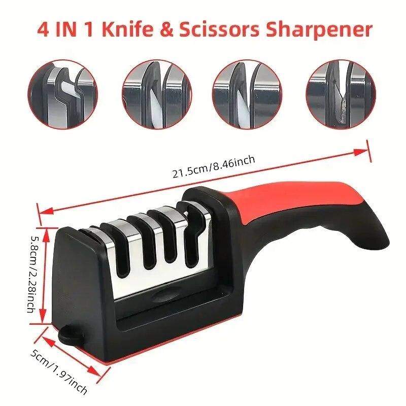 4 Stages Knife Sharpeners Multifunctional Portable Knife Sharpener For Outdoor Camping Knife Sharpener Household Kitchen Gadgets