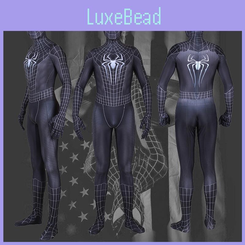 Дышащий и эластичный черный костюм Зентай Человек-паук Веном с прозрачными глазами