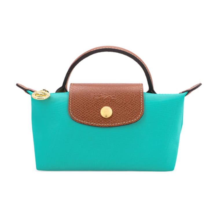 Longchamp Сумка Le Pliage из переработанного холста с кожаными вставками, Сумка-пельмень, Женская сумка-тоут, Цвет: Озерный аквамариновый, 34175089P70