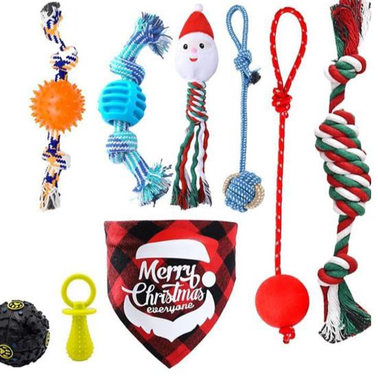 Адвент-календарь для собак 2025 Игрушки для собак Рождественские аксессуары с жевательными веревками