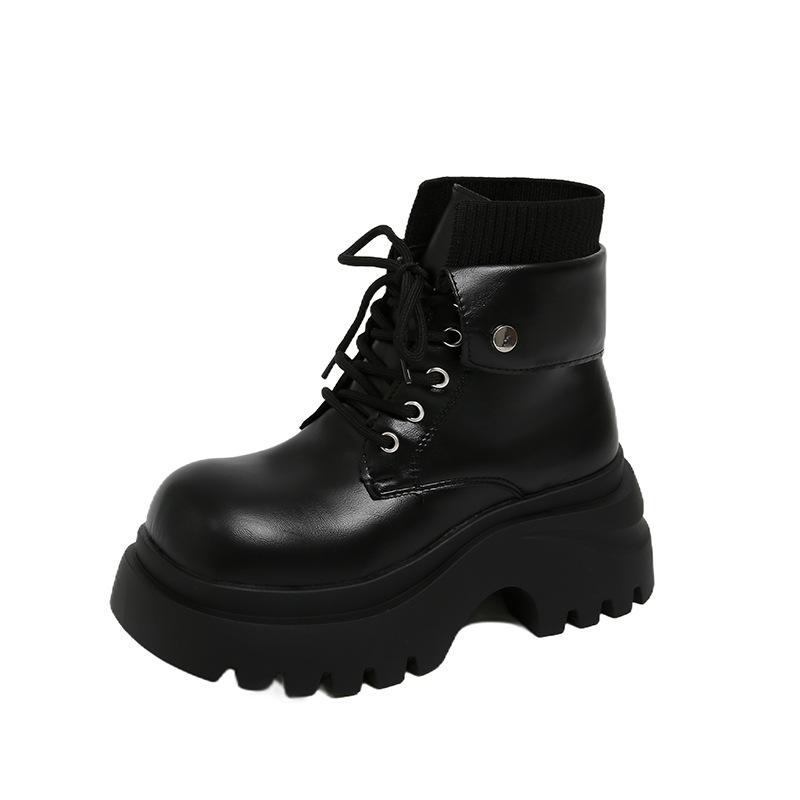 Осенне-зимние новые короткие бархатные ботинки на толстой подошве для женщин, крутые женские кожаные ботинки, британские ботинки Мартин для женщин