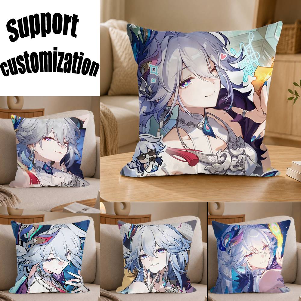 Yaoguang Honkai Star Rail Square Sofa Pillow Cover Solid Color Living Room Home Decor Cushion Case