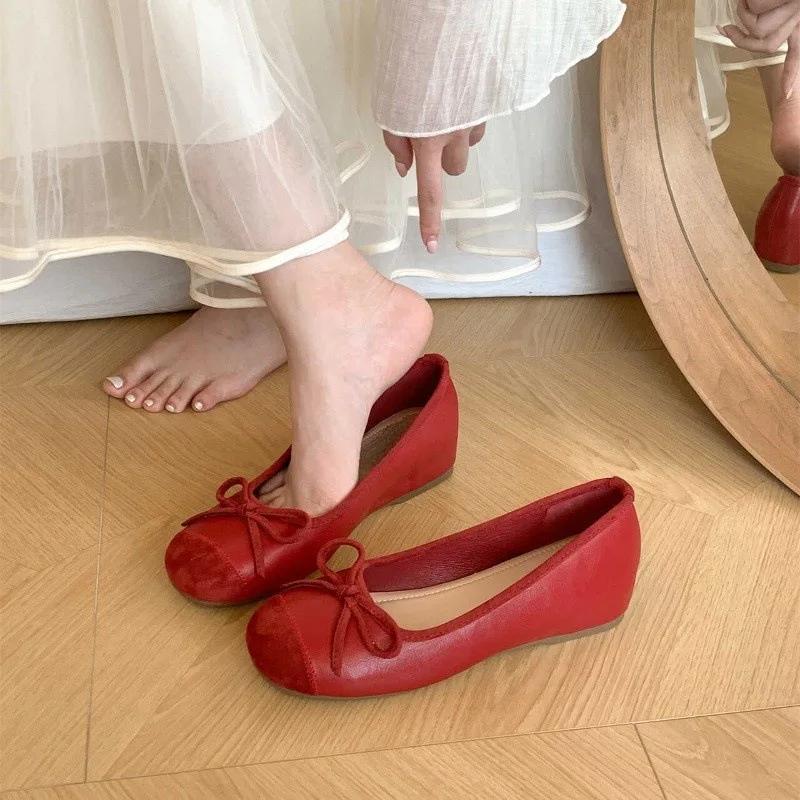 Модные туфли на плоской подошве с квадратным носком, женские, весна-лето, новые мокасины, балетки с мягкой подошвой, неглубокий носок, бант внутри, высокие лоферы