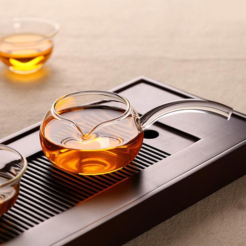 Бытовая чаша для чая с длинной и боковой ручкой, термостойкая, стеклянный диспенсер для чая Гунфу, стеклянная ложка, аксессуары для чайной церемонии