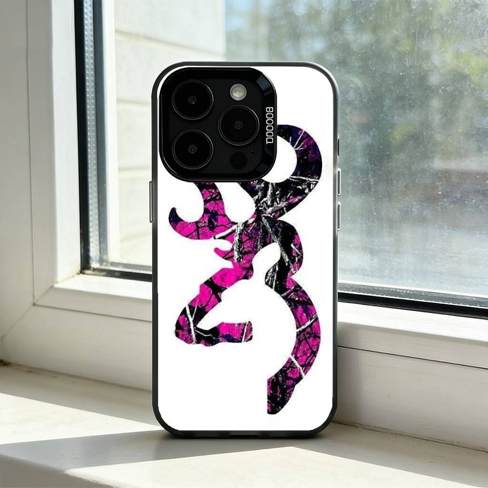 Крутой чехол B-BrowningS для iPhone 17,16,15,14,13,12,11 Plus,Pro Max,XS,Цветная Посеребренная Внутренняя Крышка