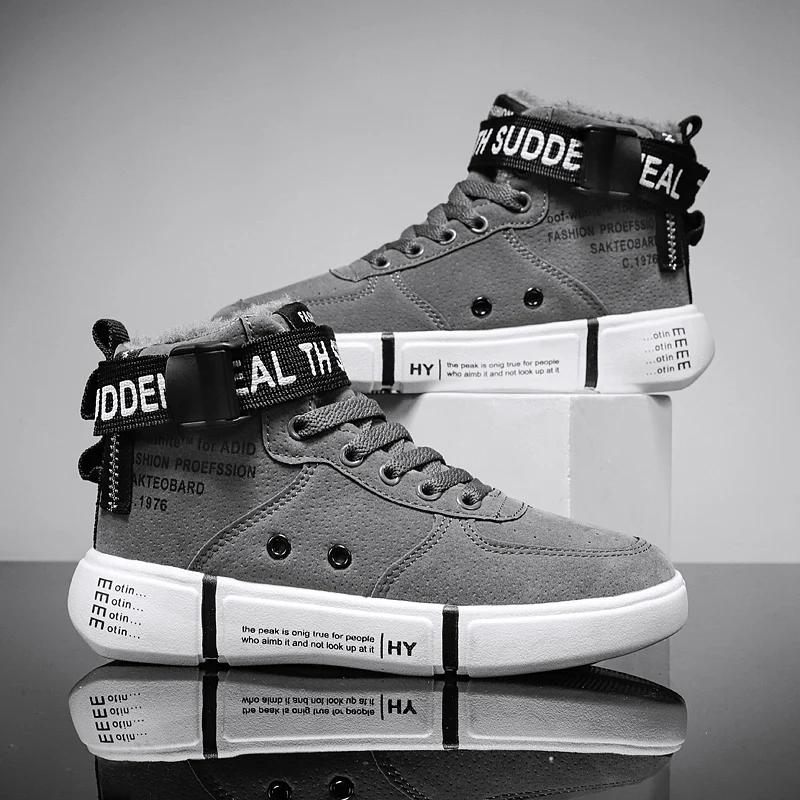 Модные зимние мужские ботинки плюс бархатные теплые зимние ботинки легкие нескользящие 2024 новые удобные теплые мужские повседневные спортивные туфли