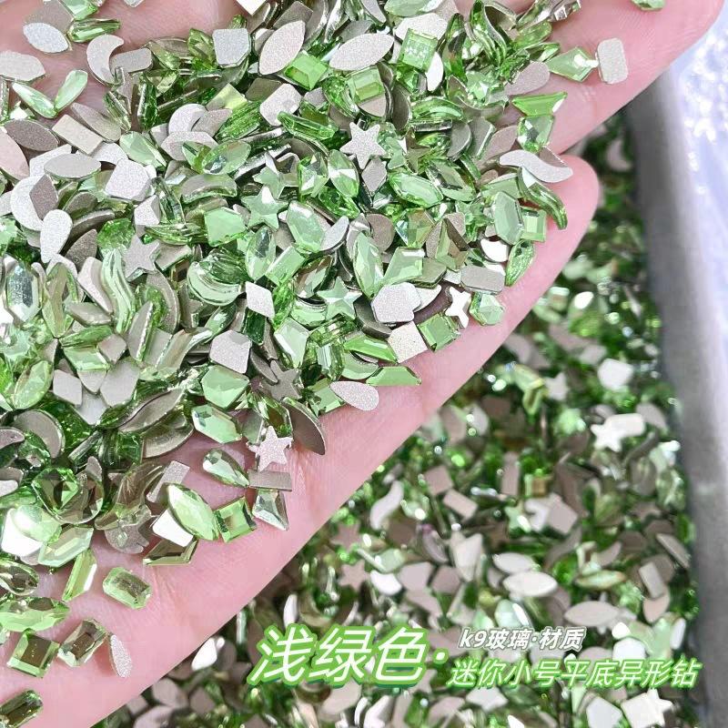 Yiwu Nail Art Diamond Mixed Mini Small Nail Art Flat Bottom Special-Shaped Diamond Mixed K9 Champagne Nail Art Jewelry