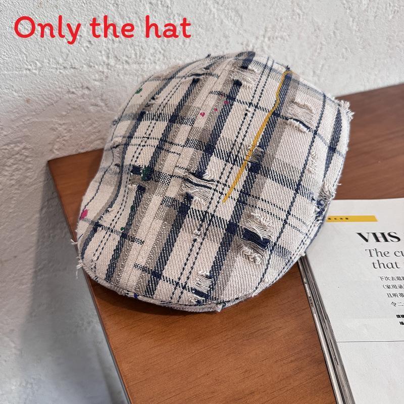 Ретро берет в клетку с ветрозащитным козырьком для повседневной носки и для законодателей моды