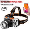 Многофункциональный головной фонарь, светодиодный, перезаряжаемый, для охоты и добычи сокровищ, с зумом и мощным индукционным фонарем