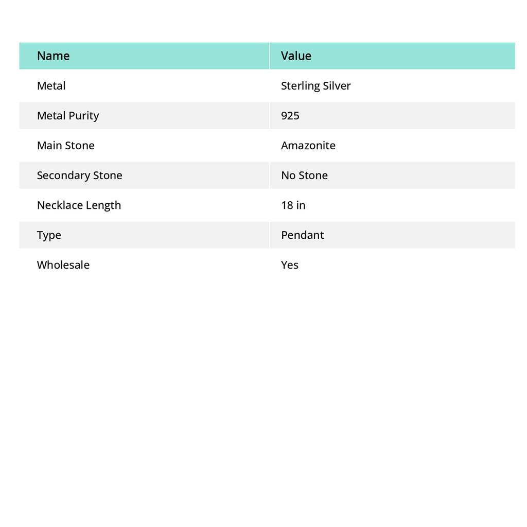 Ювелирный кулон из натурального амазонита из серебра 925 пробы 2,56 дюйма Z2j82