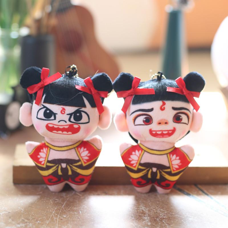 Короткий милый плюшевый брелок Нечжа, мягкая набивная кукла, наполнитель из ПП хлопка, декор для рюкзака