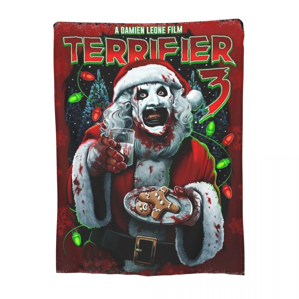 Terrifier 3 Рождественский плед Бархатный Весенне-осенний Хэллоуин Клоун Портативный Тонкий Плед для Дивана Путешествий Покрывала