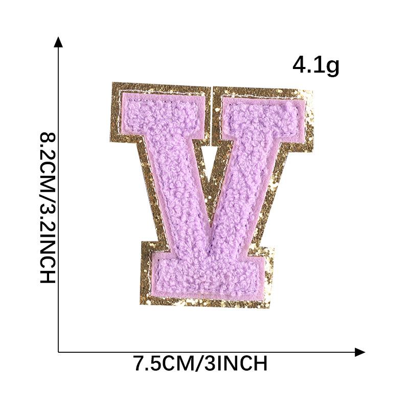 Вышивка Этикетка Полотенце Вышивка Цветная Английская Буква Нашивка Аксессуары для Одежды Золотая Кромка Наклейка Вышивка Шениль Вышивка Тканевая Наклейка