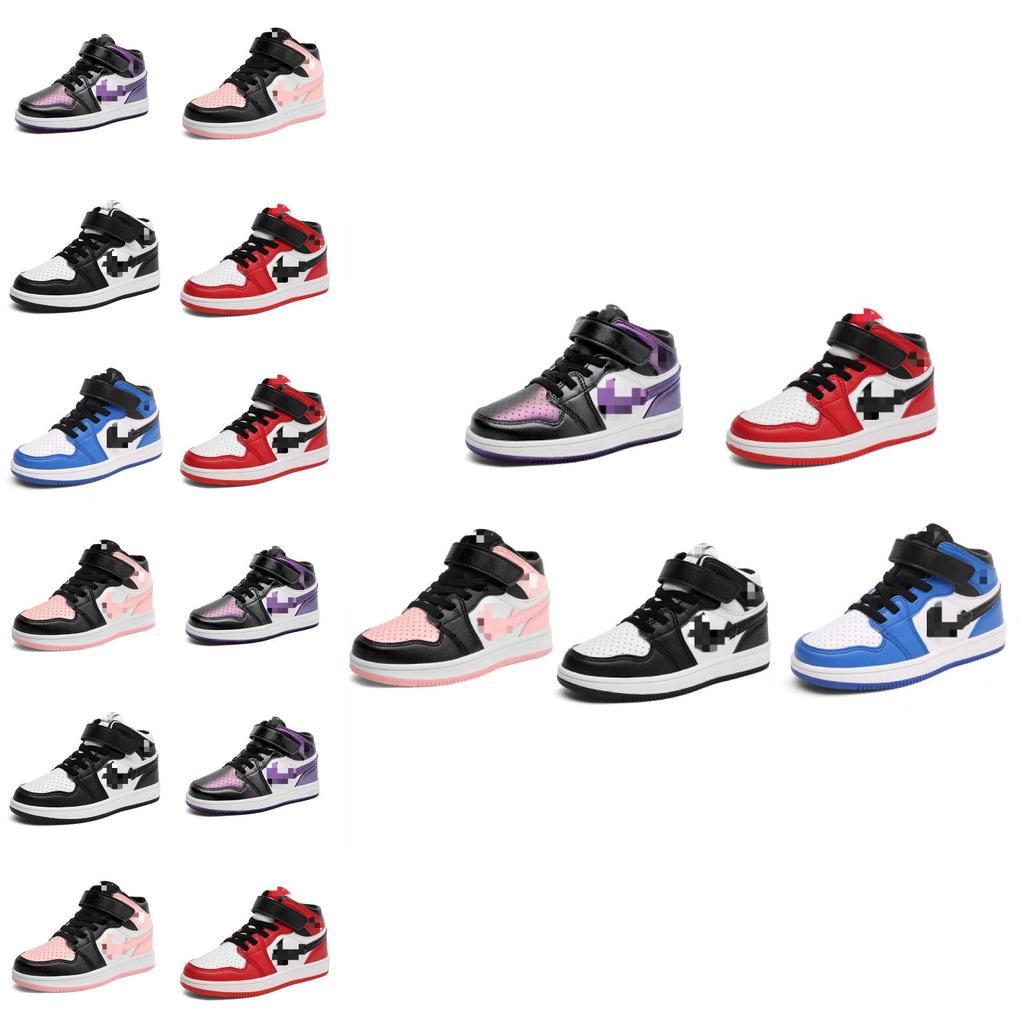 Стильные дышащие детские баскетбольные кроссовки Aj1 с высоким верхом для мальчиков и девочек в ярких цветах