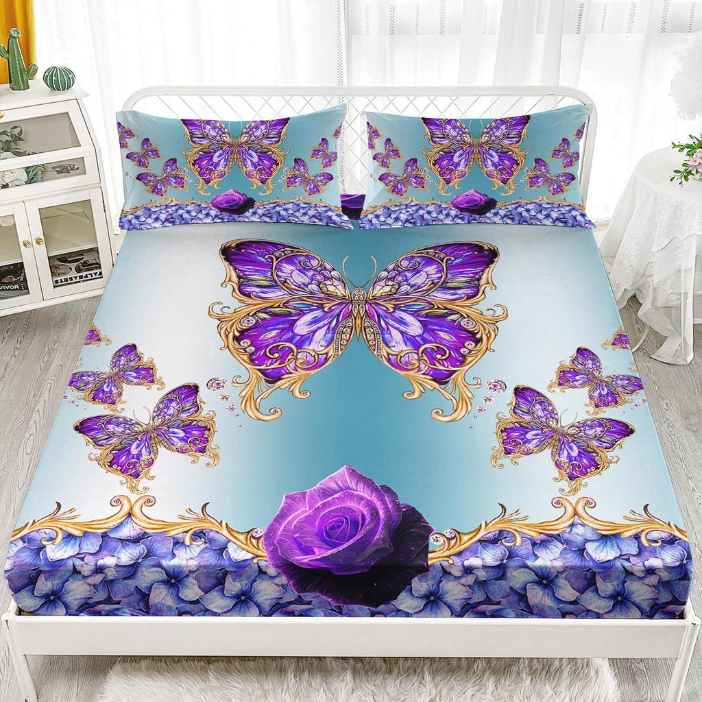 Красивый матрас с узором бабочек, трехпредметный комплект постельного белья с цифровой печатью, для взрослых и детей