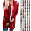 Women's Fashion Casual Christmas Tree Printed Mid-Length Cardigan Jacket