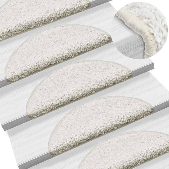 VidaXL Stair Treads 15 Pieces 56 X 17 X 3 Cm White Semicircular 133898