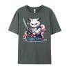 Cat With Katana Japan Cat Samurai Warrior Funny Shirts T Shirts For Unisex Plus Size Family Fashion T Shirt Unisex Cotton T Shirt Men